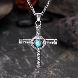 Vintage Turquoise Cross Stainless Steel Pendant | Gthic.com