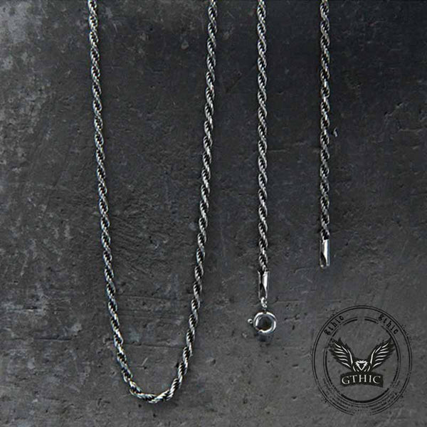 Vintage Twisted Cord Braided Sterling Silver Necklace | Gthic.com