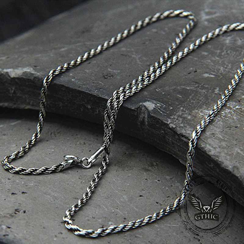 Vintage Twisted Cord Braided Sterling Silver Necklace | Gthic.com