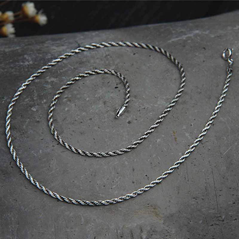 Vintage Twisted Cord Braided Sterling Silver Necklace | Gthic.com