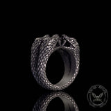 Vintage Two-Headed Snake Zircon Sterling Silver Ring