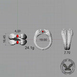 Vintage Two-Headed Snake Zircon Sterling Silver Ring