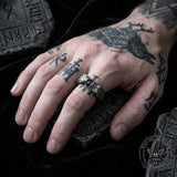 Vintage Two-Headed Snake Zircon Sterling Silver Ring | Gthic.com