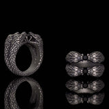Vintage Two-Headed Snake Zircon Sterling Silver Ring | Gthic.com