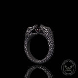 Vintage Two-Headed Snake Zircon Sterling Silver Ring