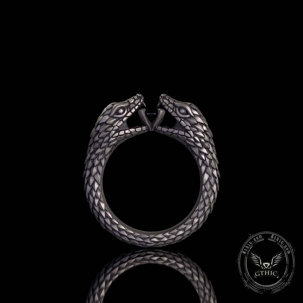 Vintage Two-Headed Snake Zircon Sterling Silver Ring