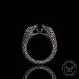 Vintage Two-Headed Snake Zircon Sterling Silver Ring