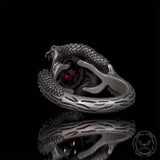Vintage Two Dragons Playing With Gem Sterling Silver Ring