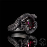 Vintage Two Dragons Playing With Gem Sterling Silver Ring | Gthic.com