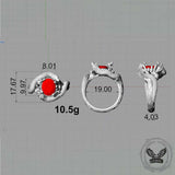 Vintage Two Dragons Playing With Gem Sterling Silver Ring