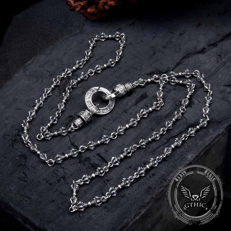 Vintage Vajra Six-Word Mantra Sterling Silver Necklace | Gthic.com