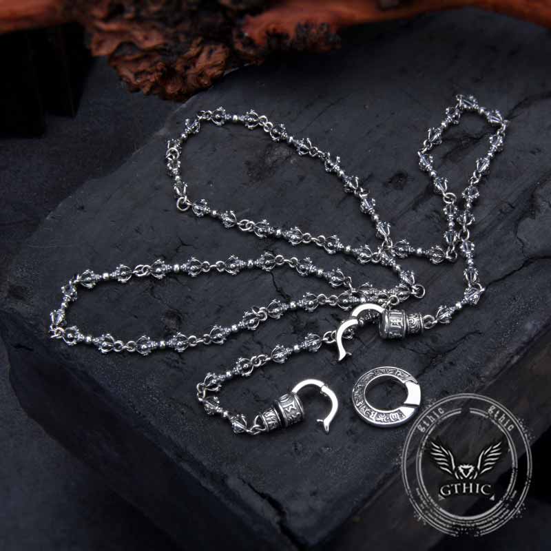 Vintage Vajra Six-Word Mantra Sterling Silver Necklace | Gthic.com