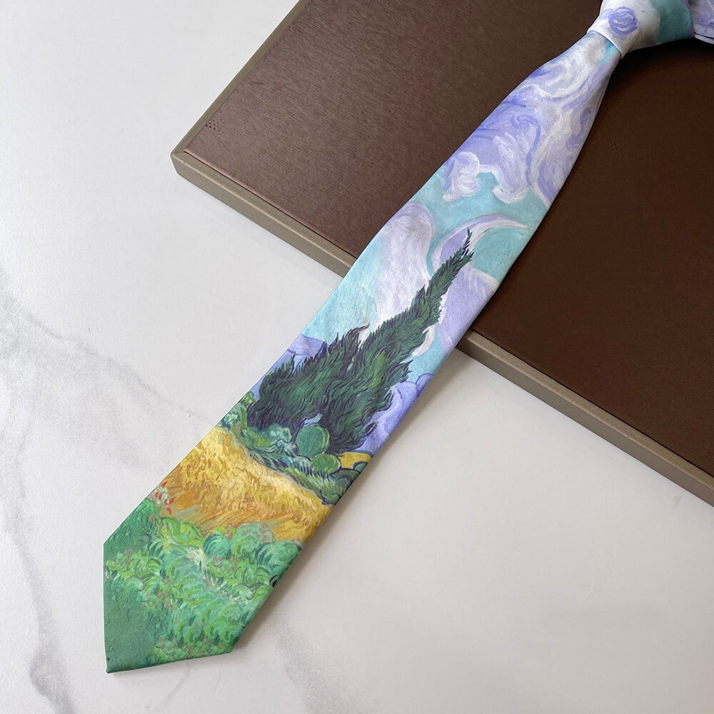 Vintage Van Gogh Oil Painting 8cm Starry Night Tie