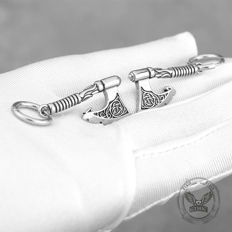 Vintage Viking Axe Stainless Steel Drop Earrings | Gthic.com