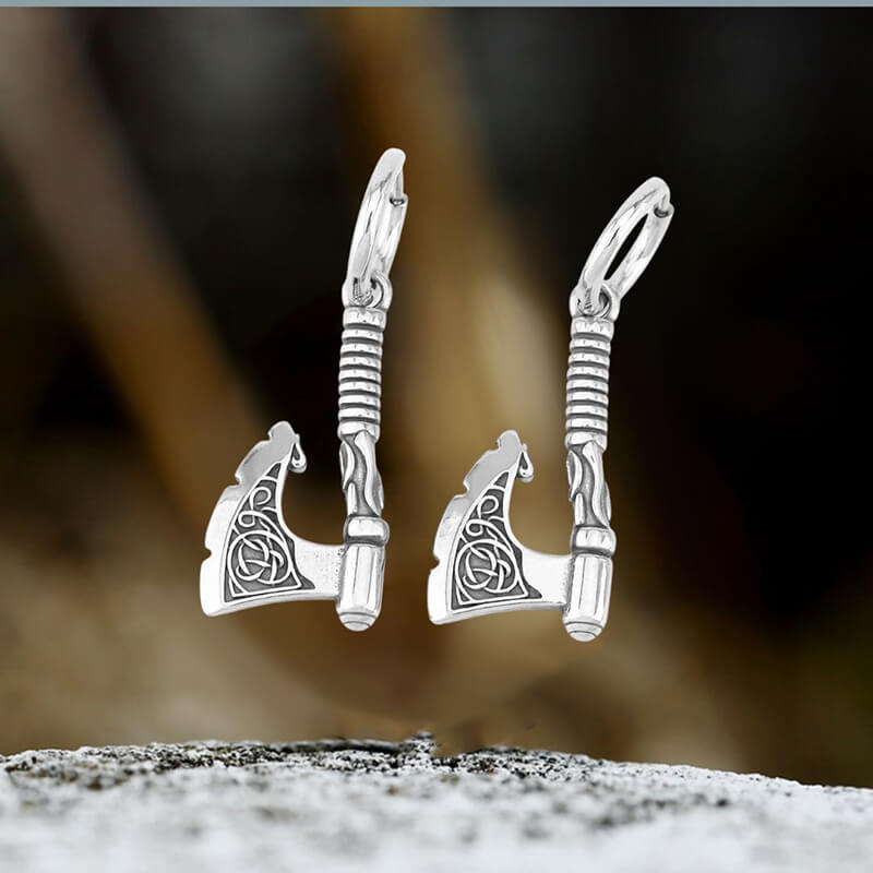 Vintage Viking Axe Stainless Steel Drop Earrings
