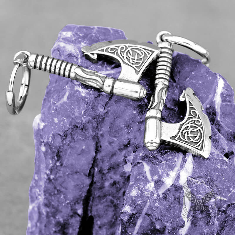 Vintage Viking Axe Stainless Steel Drop Earrings | Gthic.com
