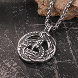 Vintage Viking Coiled Dragon Stainless Steel Pendant | Gthic.com