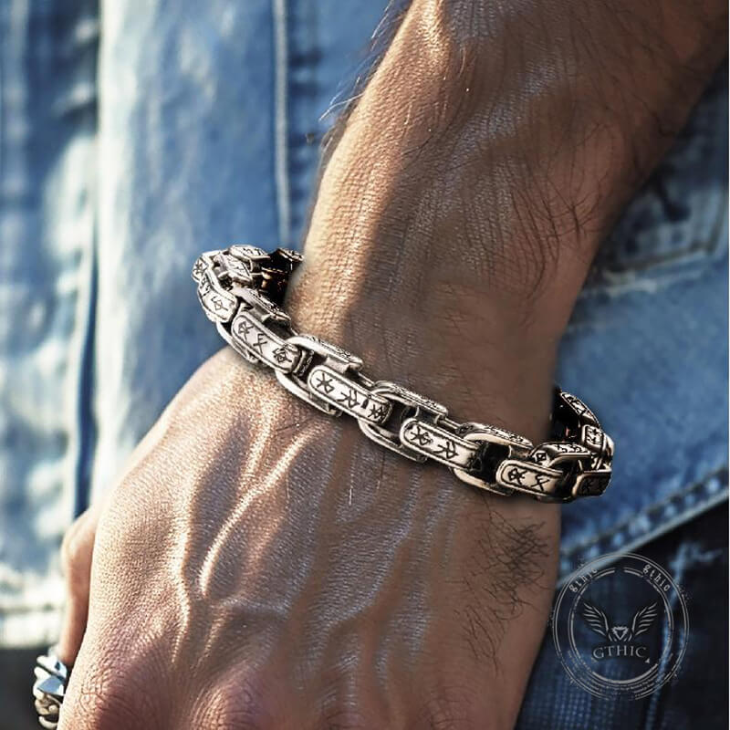 Vintage Viking Dawnbreak Rune Stainless Steel Bracelet | Gthic.com