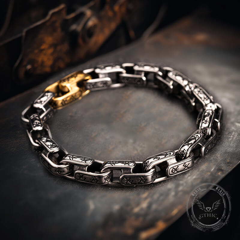 Vintage Viking Dawnbreak Rune Stainless Steel Bracelet | Gthic.com