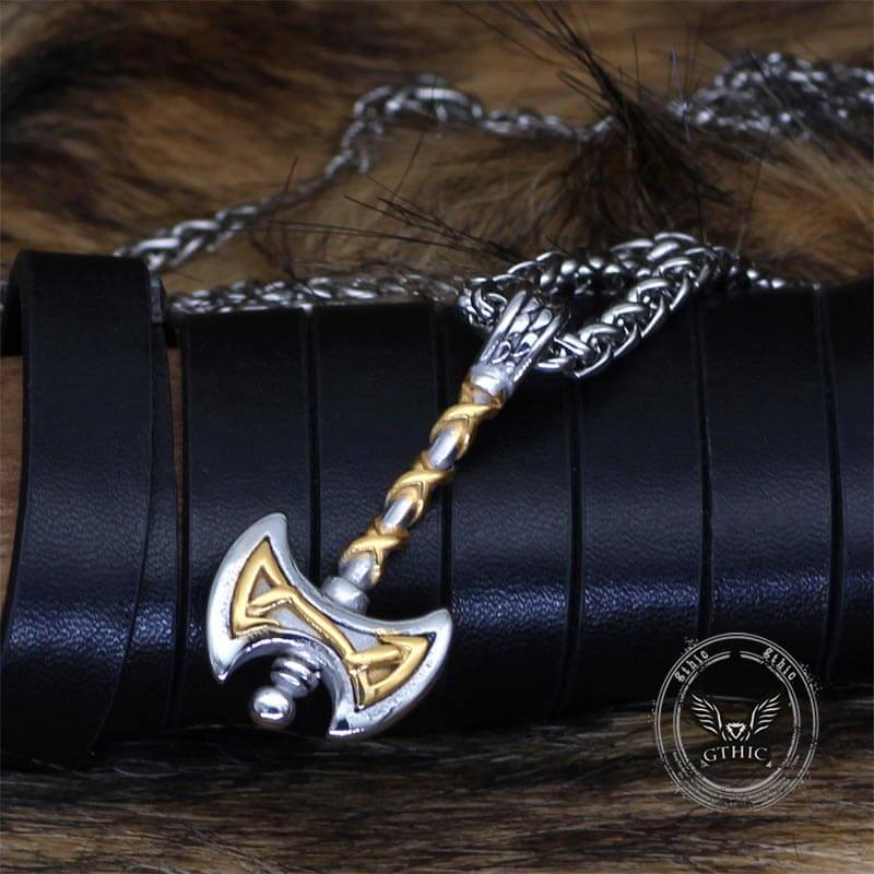 Vintage Viking Double Axe Stainless Steel Pendant
