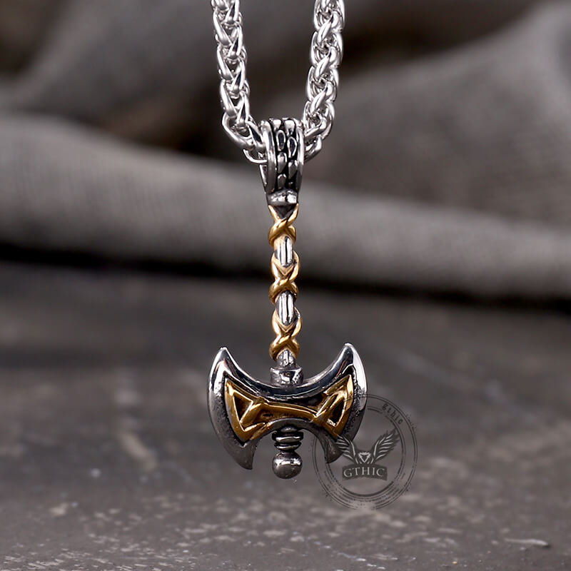Vintage Viking Double Axe Stainless Steel Pendant
