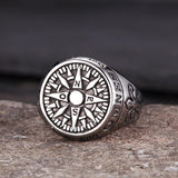 Vintage Viking Nordic Compass Stainless Steel Marine Ring | Gthic.com