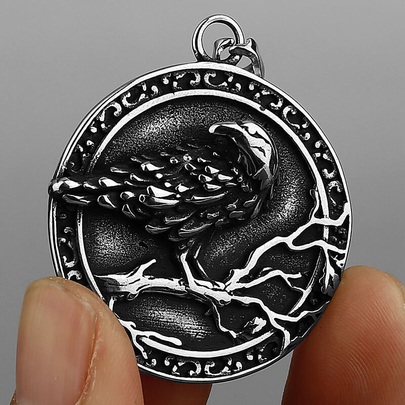 Vintage Viking Raven Stainless Steel Nordic Pendant | Gthic.com
