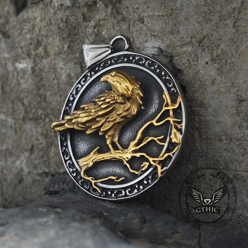 Vintage Viking Raven Stainless Steel Nordic Pendant