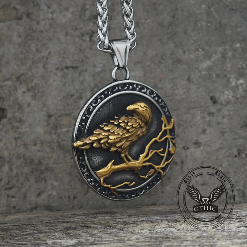 Vintage Viking Raven Stainless Steel Nordic Pendant