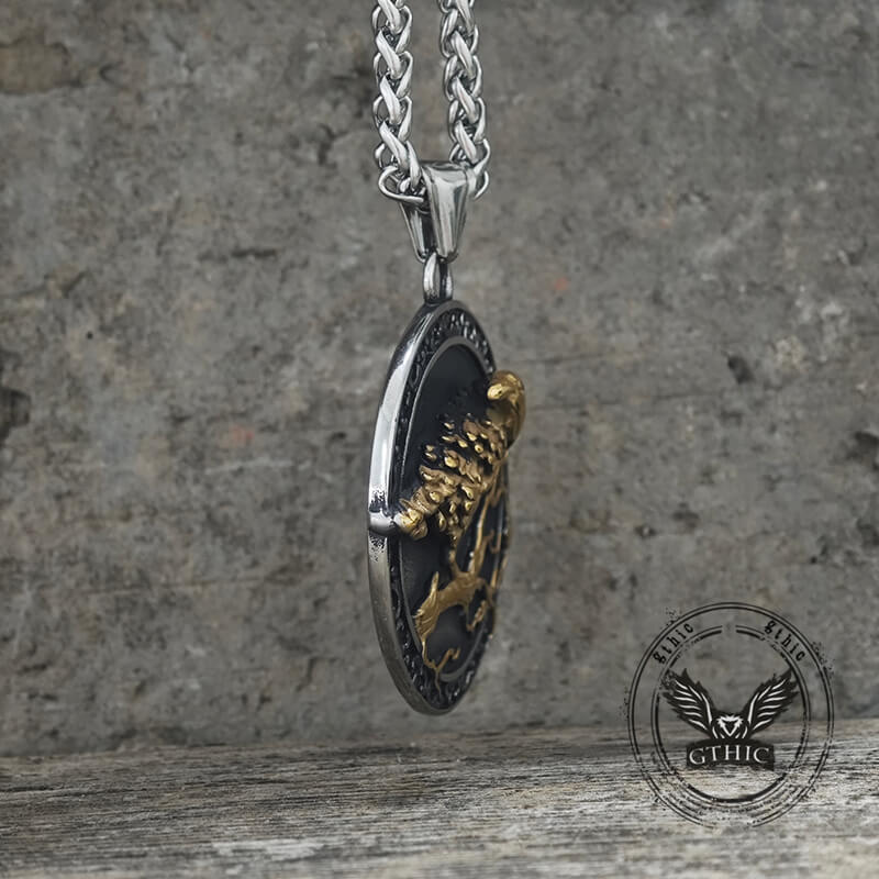 Vintage Viking Raven Stainless Steel Nordic Pendant