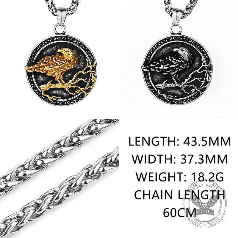 Vintage Viking Raven Stainless Steel Nordic Pendant
