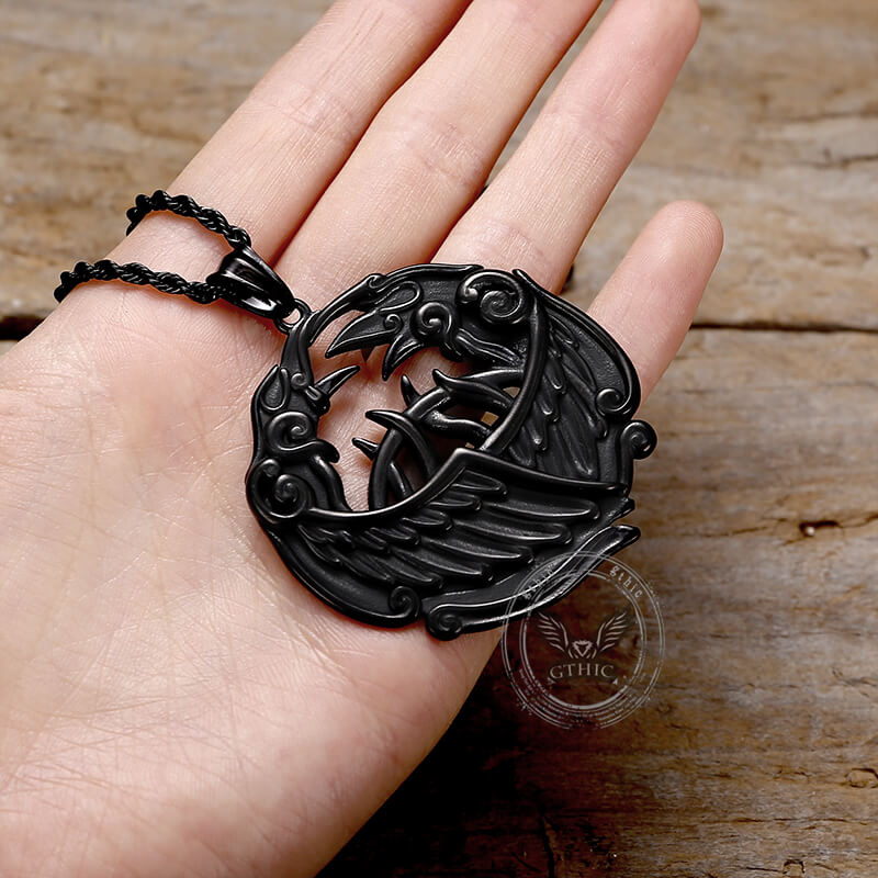 Vintage Viking Raven Stainless Steel Pendant | Gthic.com