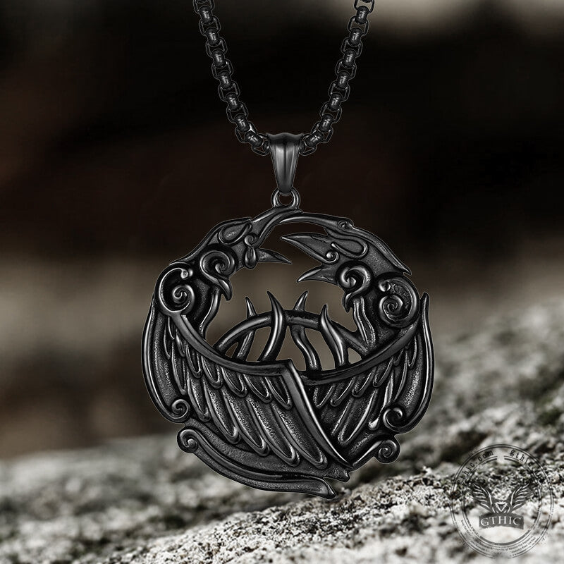 Vintage Viking Raven Stainless Steel Pendant | Gthic.com