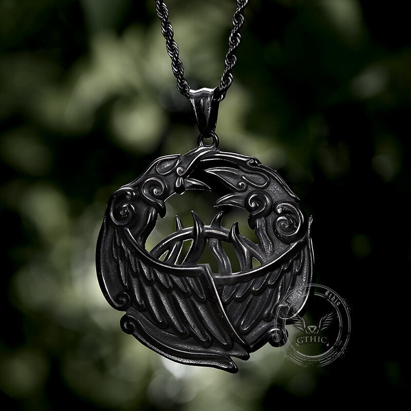 Vintage Viking Raven Stainless Steel Pendant | Gthic.com