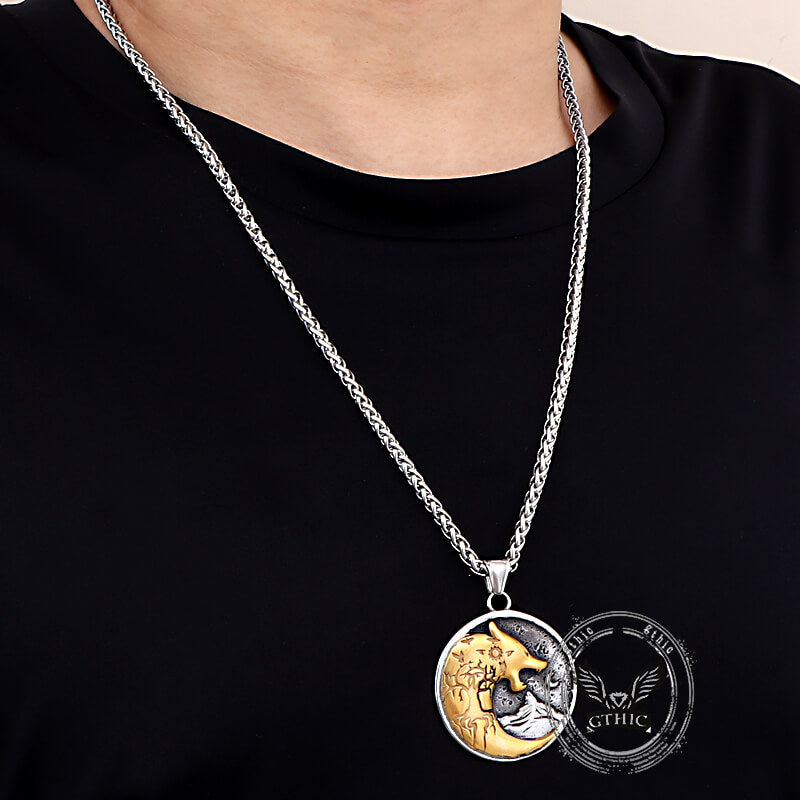 Vintage Viking Roaring Wolf Head Stainless Steel Pendant | Gthic.com