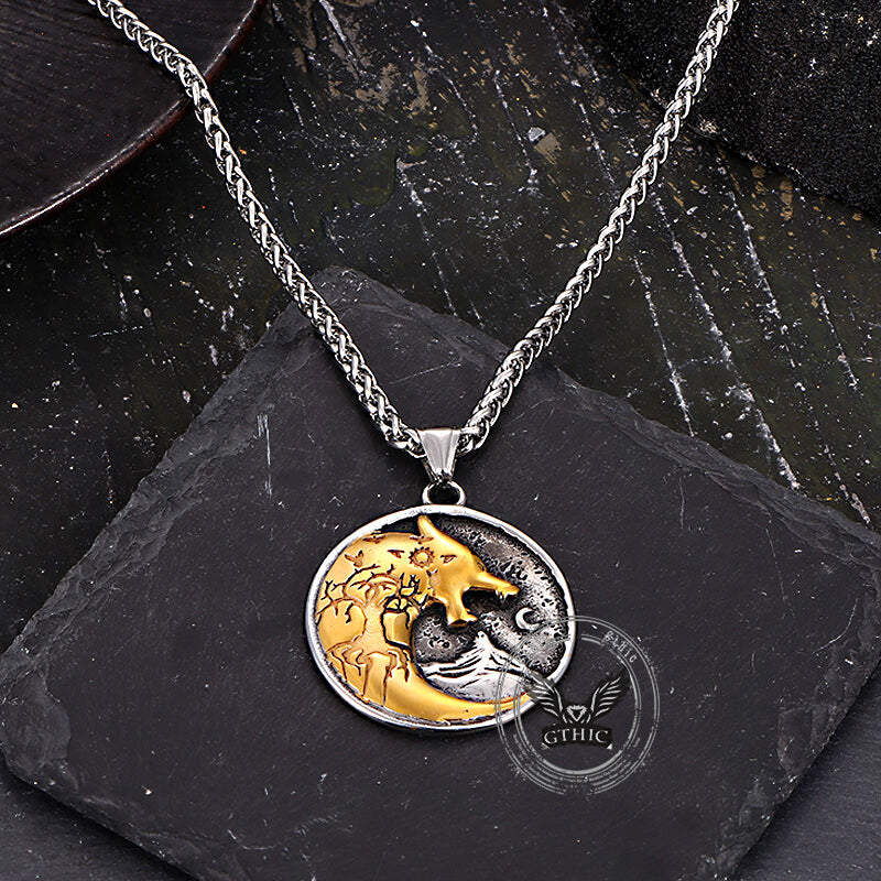 Vintage Viking Roaring Wolf Head Stainless Steel Pendant