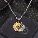 Vintage Viking Roaring Wolf Head Stainless Steel Pendant