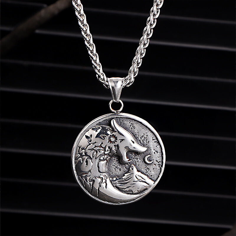 Vintage Viking Roaring Wolf Head Stainless Steel Pendant