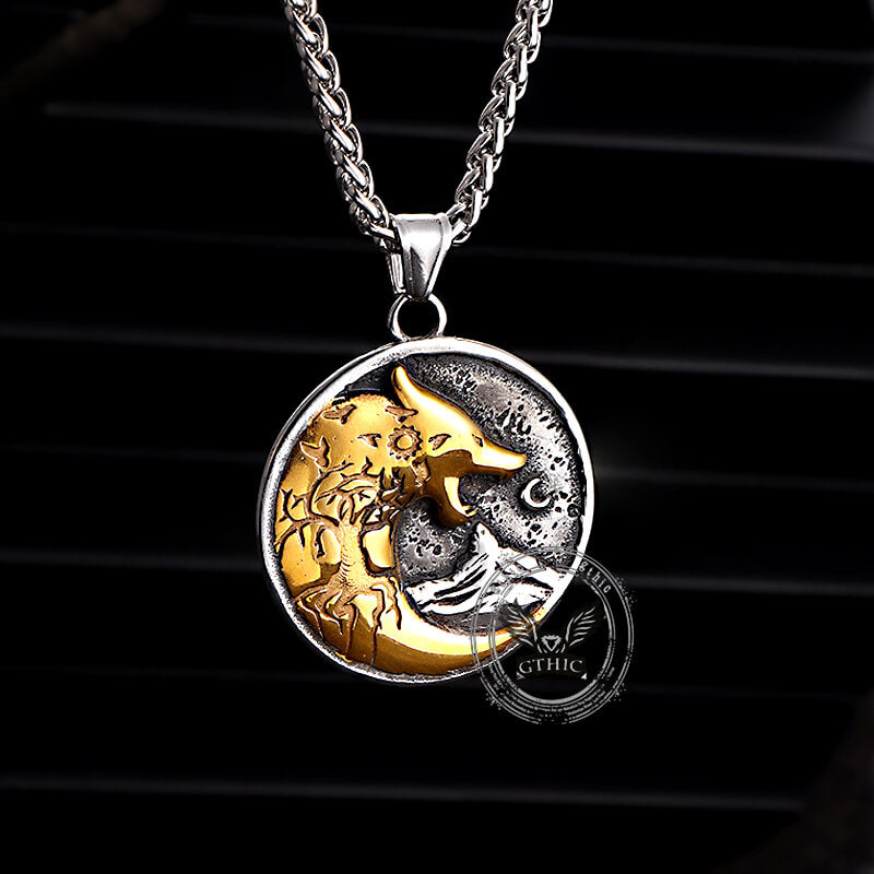 Vintage Viking Roaring Wolf Head Stainless Steel Pendant