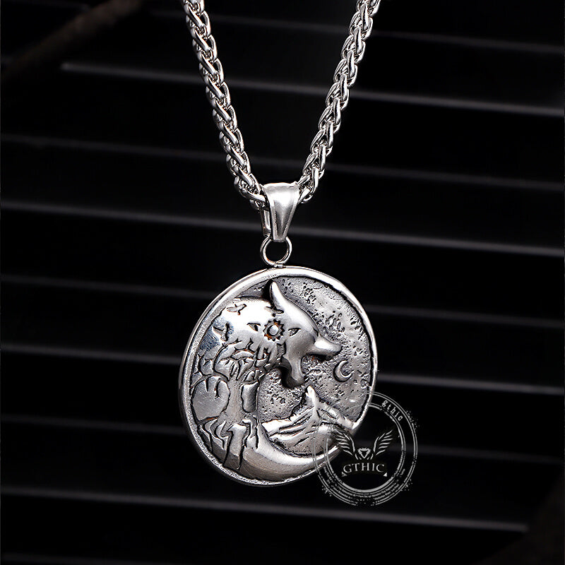 Vintage Viking Roaring Wolf Head Stainless Steel Pendant