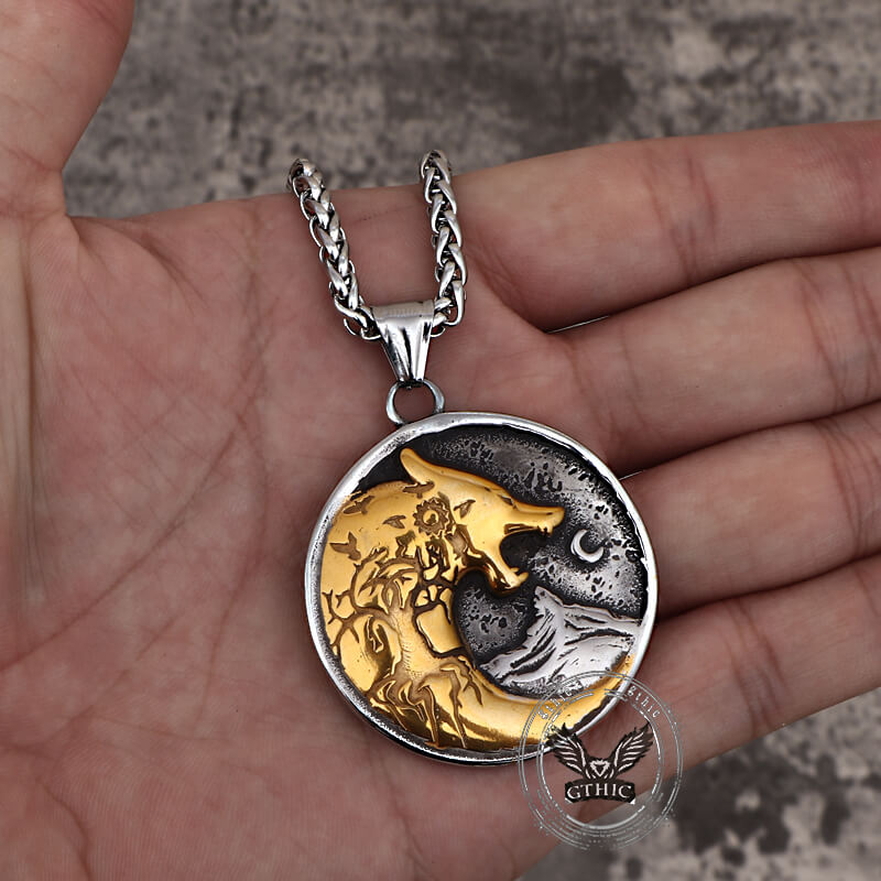Vintage Viking Roaring Wolf Head Stainless Steel Pendant