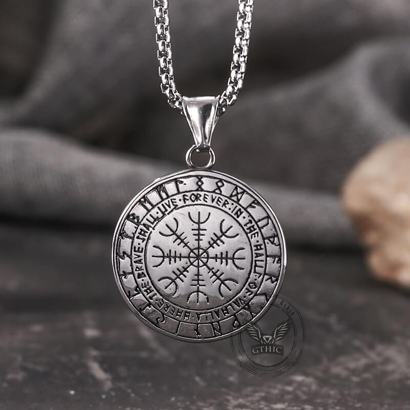 Vintage Viking Rune Odin Raven Stainless Steel Pendant