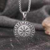 Vintage Viking Rune Odin Raven Stainless Steel Pendant