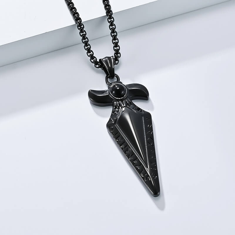 Vintage Viking Rune Spearhead Stainless Steel Pendant | Gthic.com