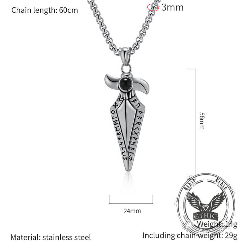 Vintage Viking Rune Spearhead Stainless Steel Pendant | Gthic.com