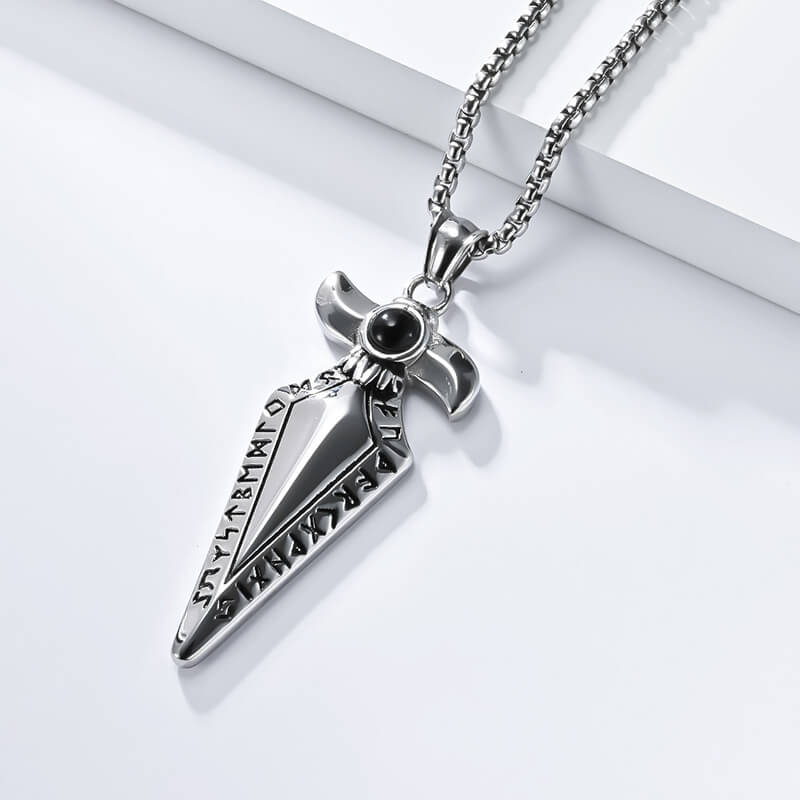 Vintage Viking Rune Spearhead Stainless Steel Pendant | Gthic.com