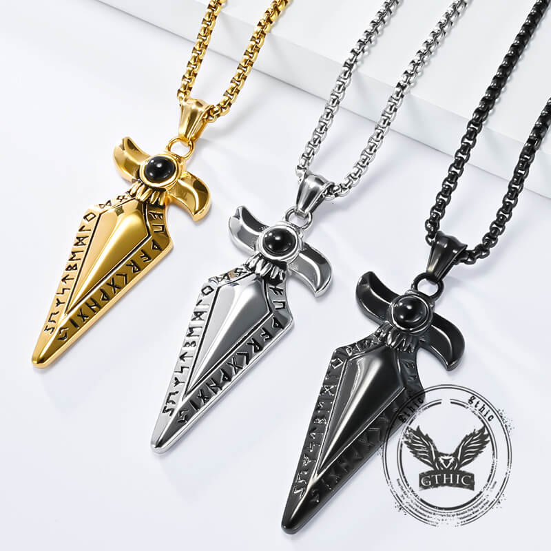 Vintage Viking Rune Spearhead Stainless Steel Pendant | Gthic.com