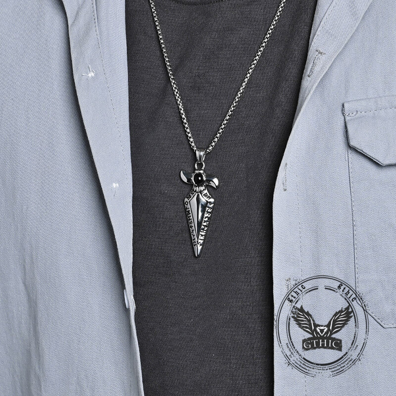 Vintage Viking Rune Spearhead Stainless Steel Pendant | Gthic.com