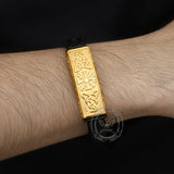 Vintage Viking Rune Stainless Steel Leather Bracelet | Gthic.com