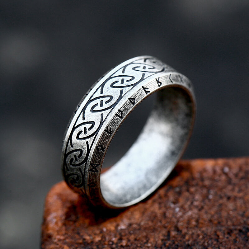 Vintage Viking Rune Stainless Steel Nordic Ring | Gthic.com